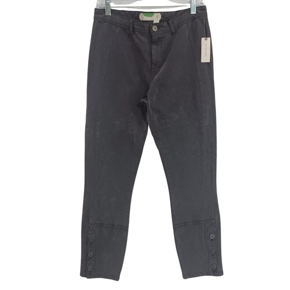 Anthropologie Size 29 Button Leg Utility Pant Black Soft Lyocell Blend Twill NEW